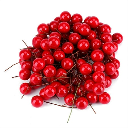 

100pcs Artificial Red Holly Berry Christmas Home Decoration Hanging Ornaments for Xmas Holiday Party Decoration Ornaments