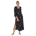 thumbnail image 4 of Aria Women's Brushed Knit 3/4 Sleeve V-Neck Lounger Nightgown with Pockets, Sizes XS to 5X, 4 of 5