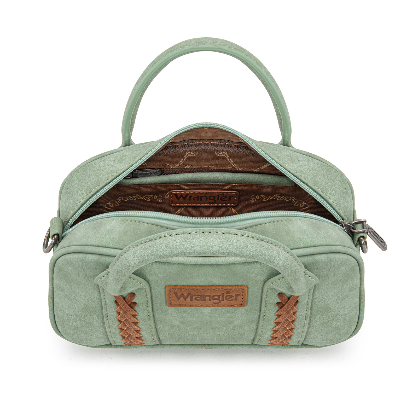Wrangler Barrel Bag Retro Top Handle Bags with Crossbody Strap Boston Satchel Purse and Handbag Women, Green