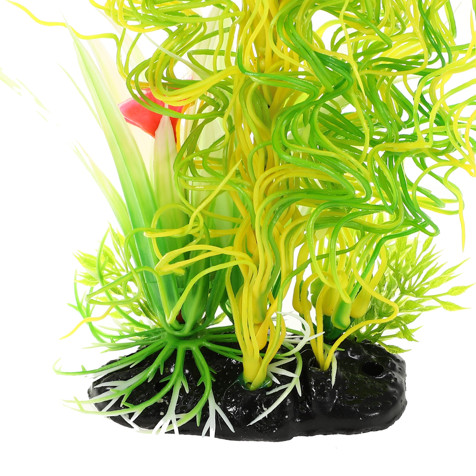 Unique Bargains 1 Pc Artificial Aquatic Plants for Fish Tank Plants Decor Green Yellow