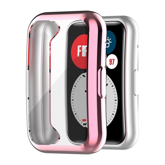 EDHITNR Ultra-Thin TPU Plating Protective Case Cover for Watch Fit, Shockproof Full-Body Guard with Integrated Screen Protector, Electroplated Shiny Slim Case for Smartwatch Scratch Bump