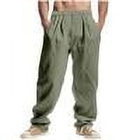 ZQUUVOU Men Casual Loose Wide Leg Pants Drawstring Pockets Exercise Straight Barrel Pants Olive Green