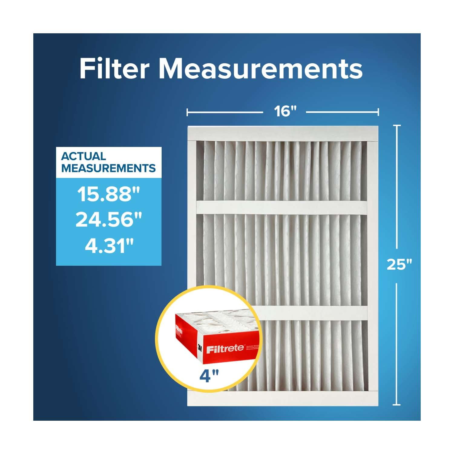 Filtrete 16x25x4 Air Filter, MPR 1000 MERV 11, Allergen Defense, 1 Filter