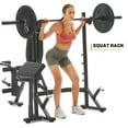 PRCTZ Adjustable Weight Bench with Olympic Squat Rack, Arm and Leg Developer with Preacher Pad