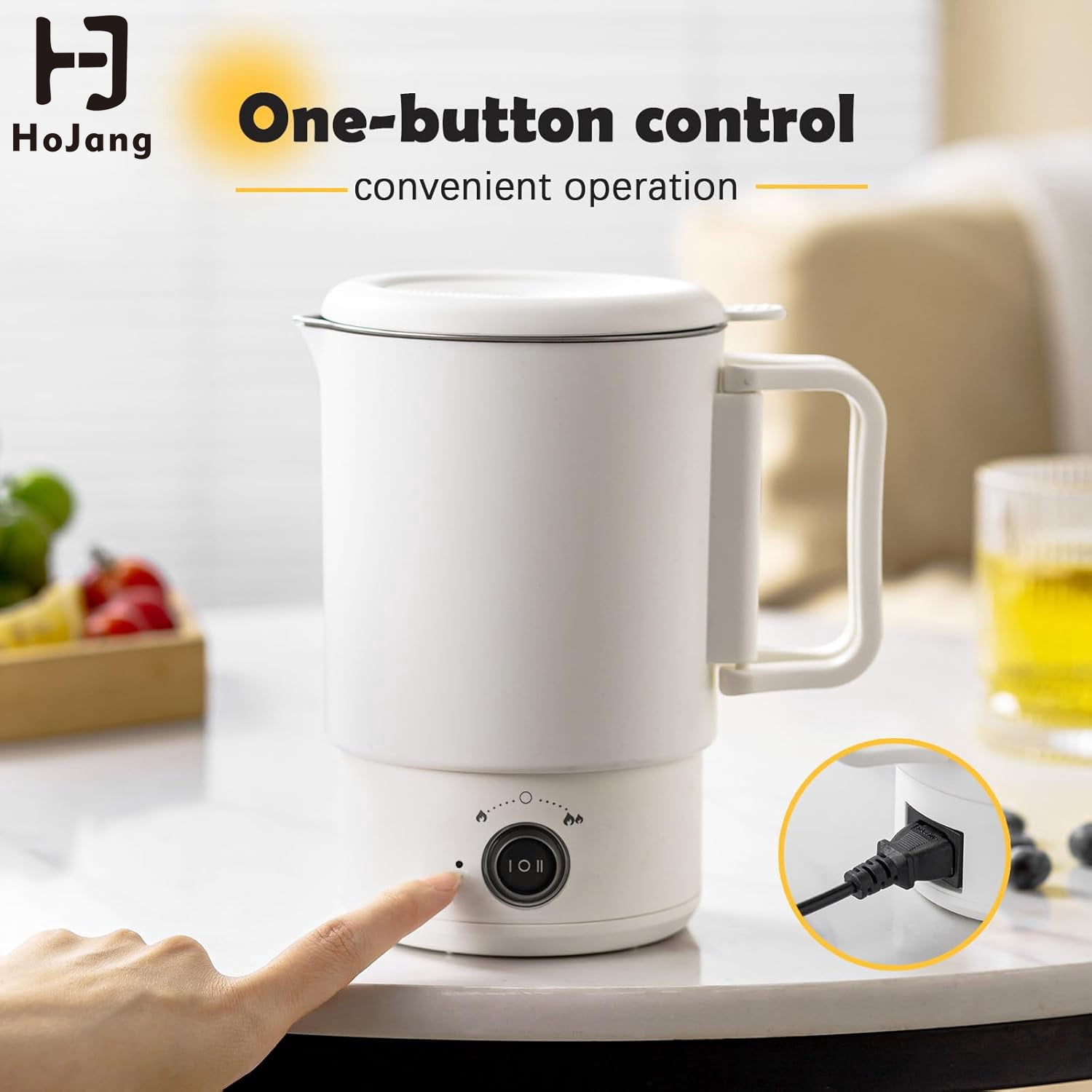 316 Stainless Steel Electric Kettle & Mini Cooking Pot – 700ml Portable Travel Kettle with 2 Power Modes (300W/600W), Detachable Base & Foldable Handle for Hotel/Office Use