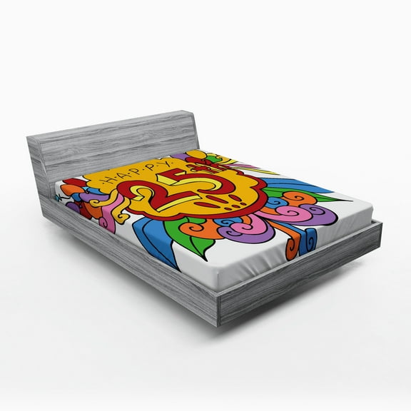 Ambesonne Cartoon Fitted Sheet, Floral Balloon, Full Size, Multicolor