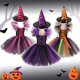 thumbnail image 5 of Disfraz de bruja de Halloween para niñas, traje de Cosplay para carnaval, Fiesta infantil, conjunto de ropa para niños, bolsa, sombrero, escoba, 5 of 5