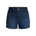 thumbnail image 6 of Time and Tru Women's High Rise Patch Pocket Denim Shorts, 4" Inseam, Sizes 0-20, 6 of 6