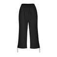 thumbnail image 6 of Nestiefly Cotton Linen Capri Pants for Women Petite Summer Pedal Capris 2026 Elastic High Waist Wide Leg Crop Trouser with Pockets Black M, 6 of 7