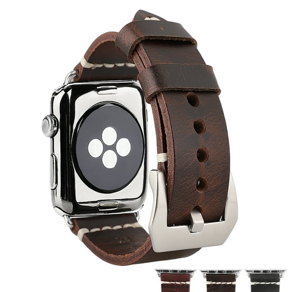 New Arrival Oil Wax Leather Watch Accessories Watchband For S4 Apple Watch Bands 40mm iWatch Bracelet Dark Coffee with Silver Buckle