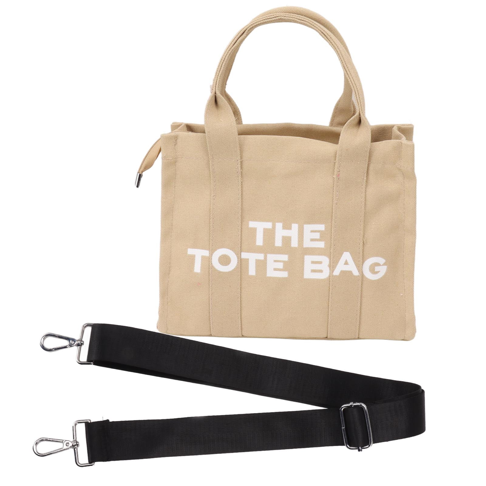 Canvas Tote Bag Waterproof Abrasion Resistant Adjustable Strap Casual Shoulder Handbag for School Office Travel Khaki