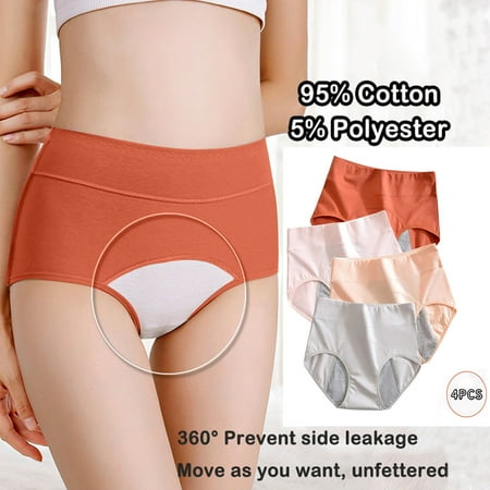 ATOYSOY Women s Clearance Solid Leak Proof Panty Comfy Period Underpants Shapewear Control Briefs for Ladies Hip Lifting Cotton Panties  Boy Shorts 4 Pack Stretchy Multipack L