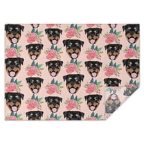 Rottweiler and Pioneer Flower Rectangle Tablecloth 60"x84",Waterproof Polyester Rectangle Table Cloth, Wipeable Spillproof Polyester Tablecloth for Dining, Camping, Indoor and Outdoor