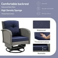 thumbnail image 6 of 3 Pieces Patio Furniture Set, Swivel Rocking Wicker Chairs Set , Wicker Patio Bistro Set with Rattan Rocking Chair, Glass Top Side Table and Thickened Cushions for Porch Deck Backyard(Dark Blue), 6 of 10