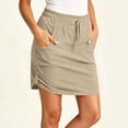 thumbnail image 2 of aohooy Women's Mini Skort Skirt High Waisted Drawstring Elastic Waist Skirts Cargo Style Summer Short Skirts with Pockets 2026 Khaki,L, 2 of 9