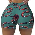 thumbnail image 2 of Honeii Snake And Rose Print Women's Workout Shorts, Gym Shorts for Active Wear, Sports Shorts,Women's Running Shorts,Quick Dry Athletic Shorts-Large, 2 of 8