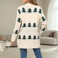 thumbnail image 4 of Christmas Cardigan Sweaters for Women Long Sleeve Loose Fit Casual Knit Christmas Tree Embroidered Sweater Jacket Winter Xmas Open Front Cozy Holiday Soft Christmas Sweater Beige S, 4 of 7