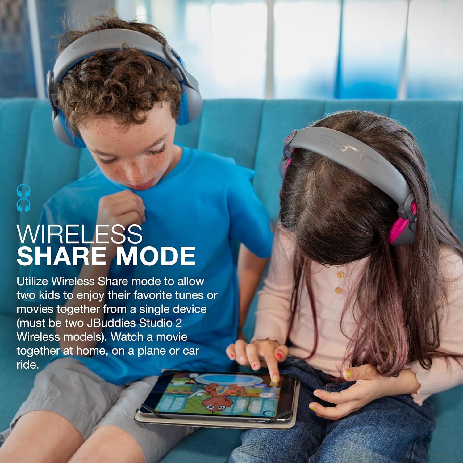 JLab JBuddies Studio 2 Wireless Kids Headphones, Blue photo 2