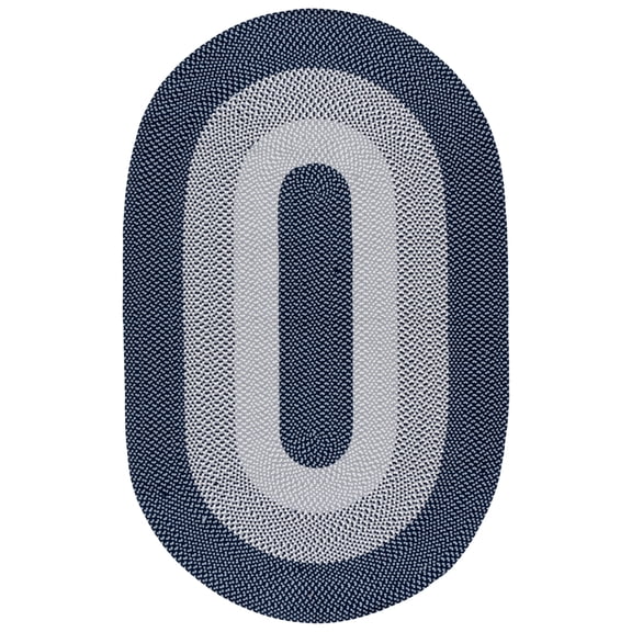 SAFAVIEH Braided Sherwood Bordered Reversible Area Rug, Grey/Blue, 4' x 6' Oval