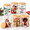 6-Black Christmas Santa, variant on 12 Vintage Pattern Airtight Glass Food Storage Jars with Wood Lids, 19oz Capacity
