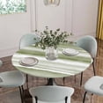 thumbnail image 2 of Sage Green Stripes Fitted Tablecloth with Elastic Edged, Round Table Cloth for Dining Table, Watercolor Gradient Abstract Striped Waterproof Oil Proof Table Cover for Indoor Outdoor 36"-44", 2 of 8