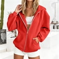 thumbnail image 6 of AnuYalue Womens Zip Up Hoodies Trendy Casual Long Sleeve Zipper Sweatshirts Fall Winter Track Jackets with Pockets, 6 of 7
