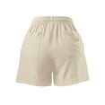 thumbnail image 3 of Ma Croix Womens Premium Linen Shorts with Drawstring Pocket Details Comfy Elastic Waist Pull-On Shorts, 3 of 5