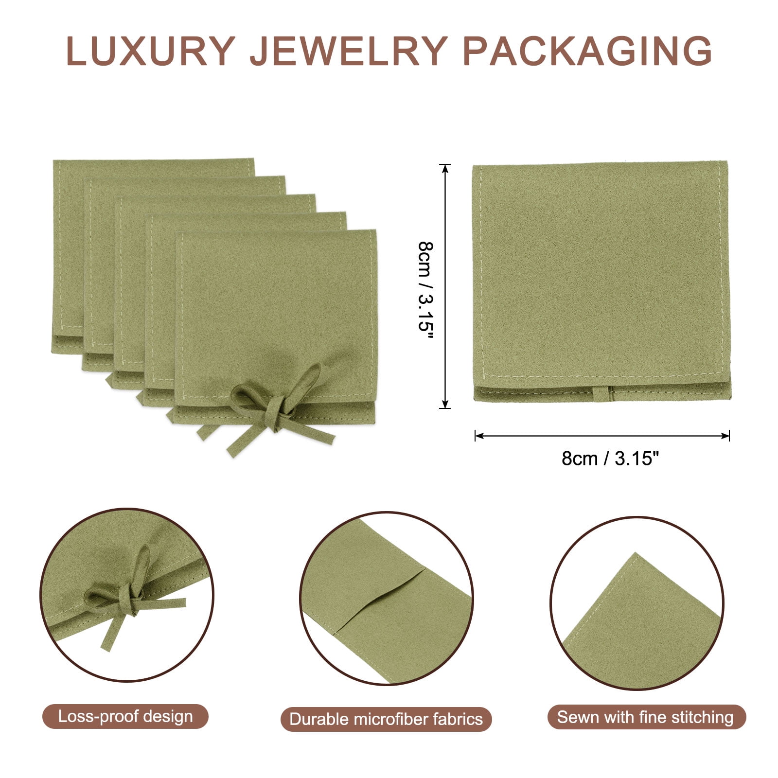 Unique Bargains Microfiber Mini Jewelry Pouch Packaging Bag with Tie for Gift 40 Pcs Green