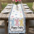 thumbnail image 5 of Happy Easter Cotton Linen Table Runner for Dining Kitchen, Colorful Rabbits Cartoon Blue Plaid Wedding Outdoor Party Tablerunners Decoration, Dresser Scarf Coffee Tablecloth Runners 13x90 Inches, 5 of 8