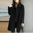thumbnail image 3 of Abrigo de cuello de traje de lana para mujer, otoño e invierno, grueso, cálido, largo, suelto, pequeño abrigo, 3 of 5