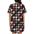 thumbnail image 3 of Lsque Houndstooth Green Red Women's Short-Sleeved Pajama Set - 2 Piece Soft and Lightweight Sleepwear Set-XX-Large, 3 of 9