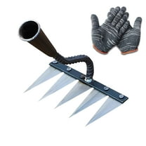 Neorosiri Heavy Duty Garden Rake,High-Carbon Steel Weeding Tool,Multi-Purpose Digging Cultivating Tool for Farming Gardening,Reinforced Metal Tine Design,7.9x4.7in