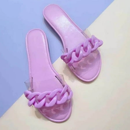 

absuyy Womens Slide Sandals- Open Toe New Style Casual Beach Roman Summer Flat Slide Sandals #164 Purple-10