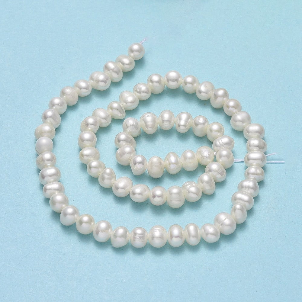3strands Cultured Freshwater Pearl Beads Strands Potato Beige 4.5~5.2x6~6.5x5~5.5mm Hole: 0.7mm about 68~70pcs/strand 13.70~13.78 inch(34.8~35cm)