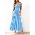 thumbnail image 3 of PRETTYGARDEN Womens Off Shoulder Maxi Summer Dresses Elegant Mesh Aline Swing Ruched Flowy Cocktail Wedding Guest Dress, 3 of 9