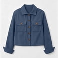 thumbnail image 4 of Women's Corduroy Jacket Button Down Cropped Shacket with Flap Chest Pockets Casual Fall Lightweight Jackets, 4 of 4