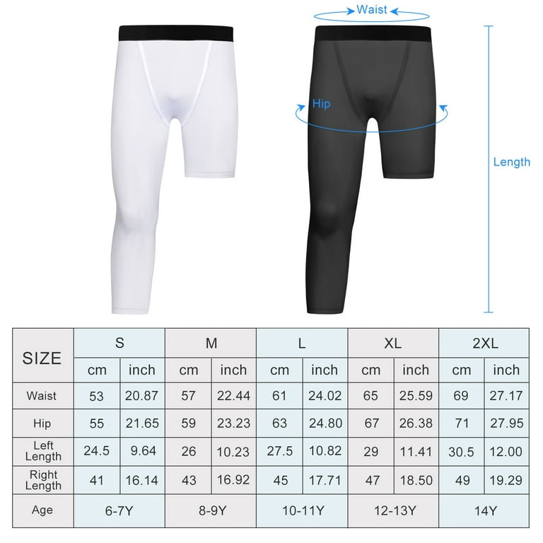 1/2 Pack Boys Kids Youth Compression Legging Pants Tights Athletic Base  Layer Under Shorts Gear for Running Basketball for 6-14 Years 