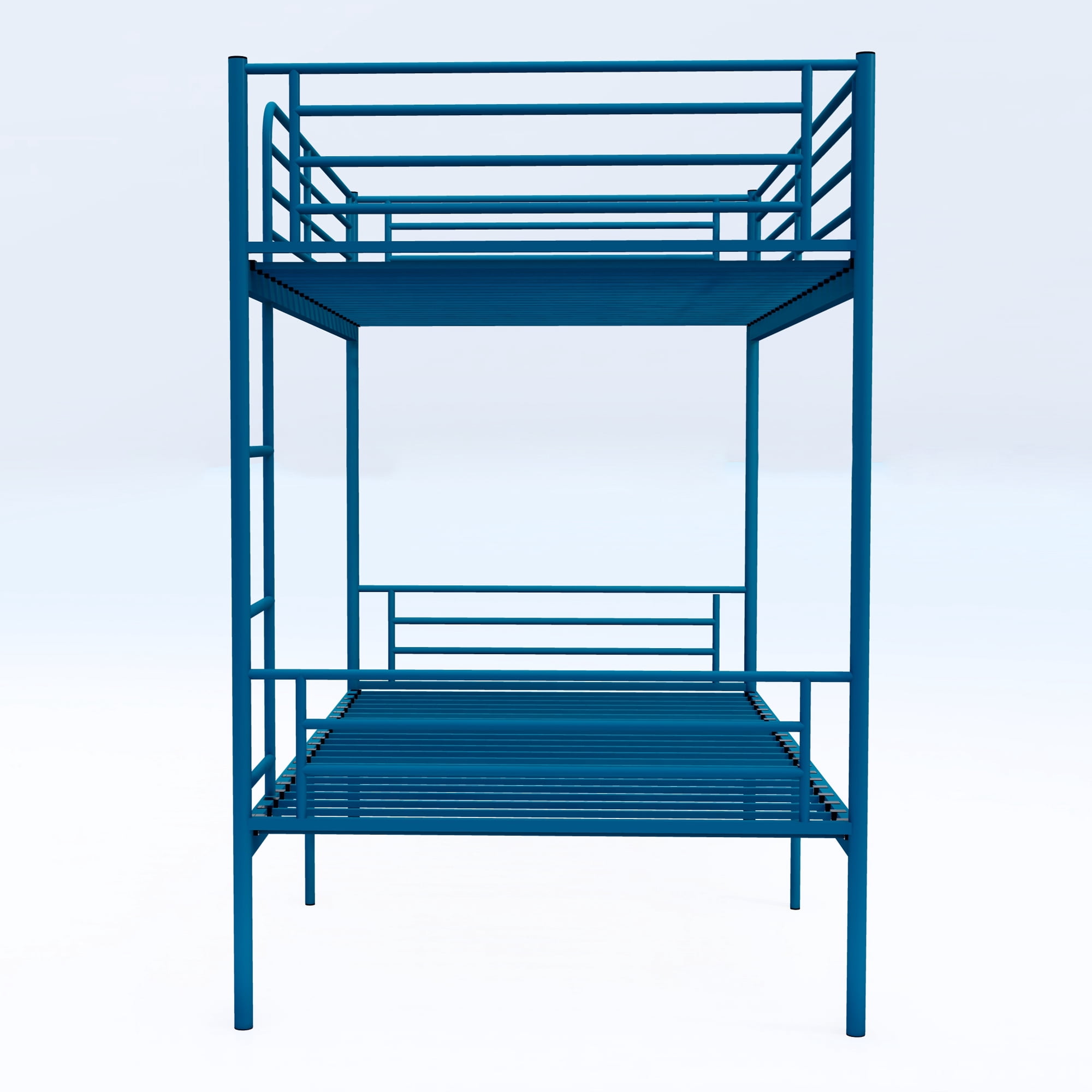 Aisword Twin Over Twin Bunk Bed,Metal Bunk Bed with Built-in Ladder & High Guardrails,Convertible 2 Twin Beds,No Box Spring Needed,Noise-Free,Blue