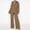 Khaki, variant on Babysbule Womens Fall Plus Top Sets Outfit Women's Spring And Summer Fashion Long-Sleeved Loose Pleated Wide-Leg Pants Two-Piece Casual Suit