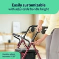 thumbnail image 5 of Medline Steel Rollator Walker with Seat for Seniors, Foldable, Burgundy, 5 of 7