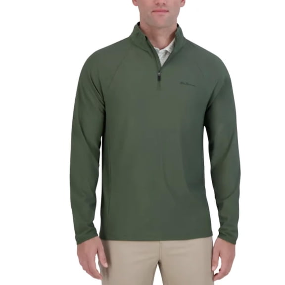 Ben Sherman Sport Men's Active Stretch 1/4 Zip Long Sleeve Shirt (US, Alpha, Medium, Regular, Regular, Green)