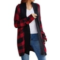 thumbnail image 6 of Idoravan Cardigans for Women Spring Women's Plaid Cardigan Loose Color Contrast Sweater Coat, 6 of 6