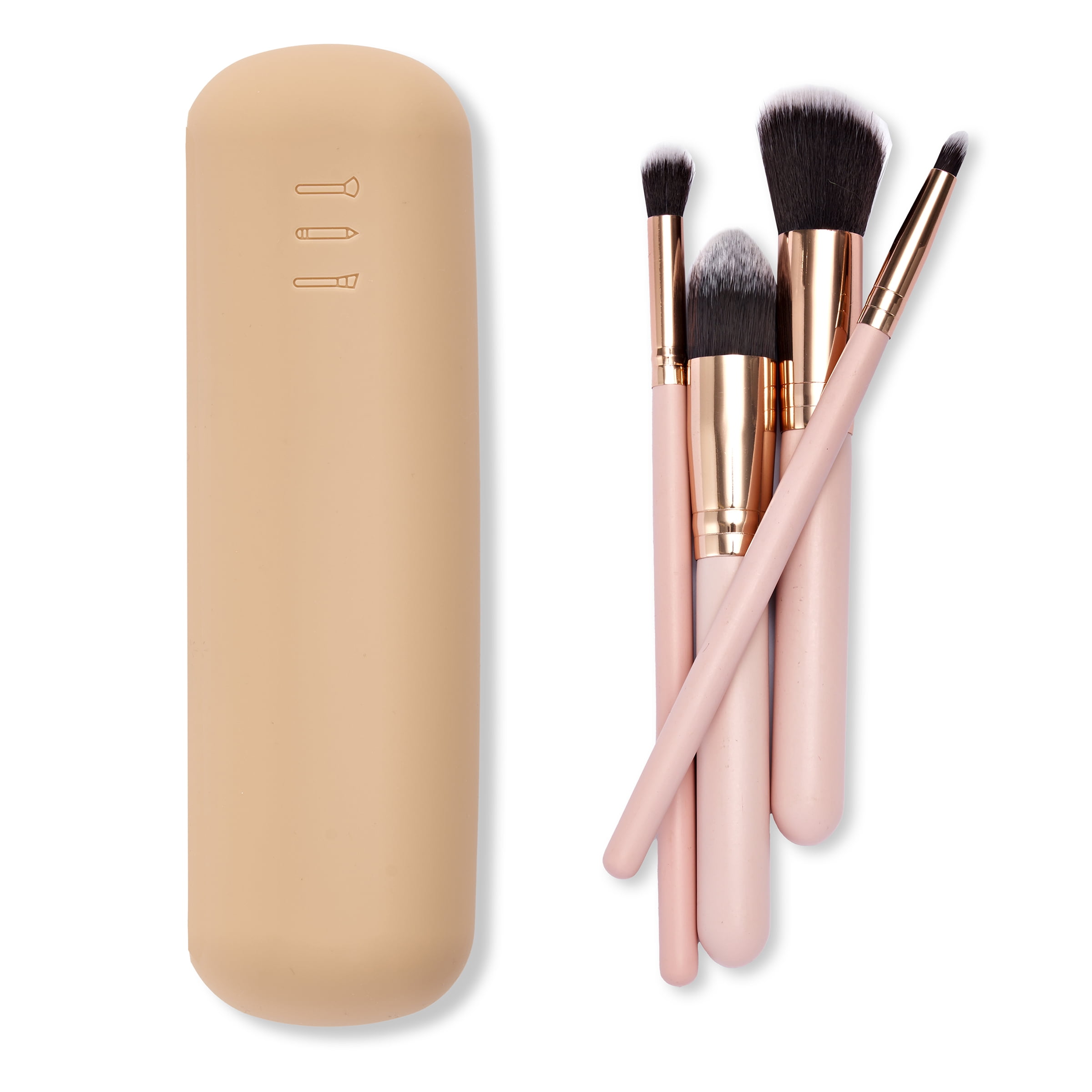 Sorbus Travel Makeup Brush Holder, Waterproof Silicone Cosmetic Organizer, Nude