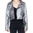 thumbnail image 6 of Fashion2Love Women's Juniors Fashionable Cropped Faux Leather Moto Biker Jacket, 6 of 8