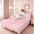thumbnail image 3 of Erosebridal Pink Damask Flower Full Size Sheets,Boho Exotic Damask Bed Sheets For Adult 4-Piece, 3 of 6