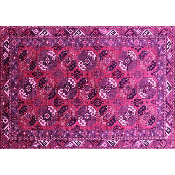 Ahgly Company Indoor Rectangle Oriental Pink Industrial Area Rugs, 8' x 10'