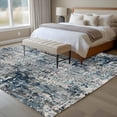 thumbnail image 5 of Navy Blue Grey Washable Living Room Rugs 5'x8', Abstract Modern Boho Mottled Vintage Low Pile Throw Large Area Rug Non-Slip Sturdy Edge Binding Carpet for Living Room Kitchen Office, 5 of 9