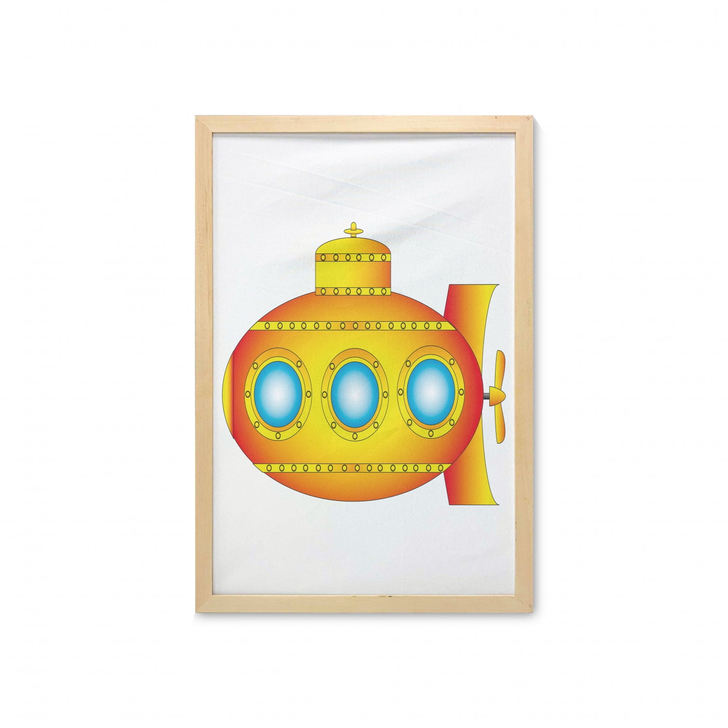 Yellow Submarine Wall Art with Frame, Sea Theme a Submarine on the
