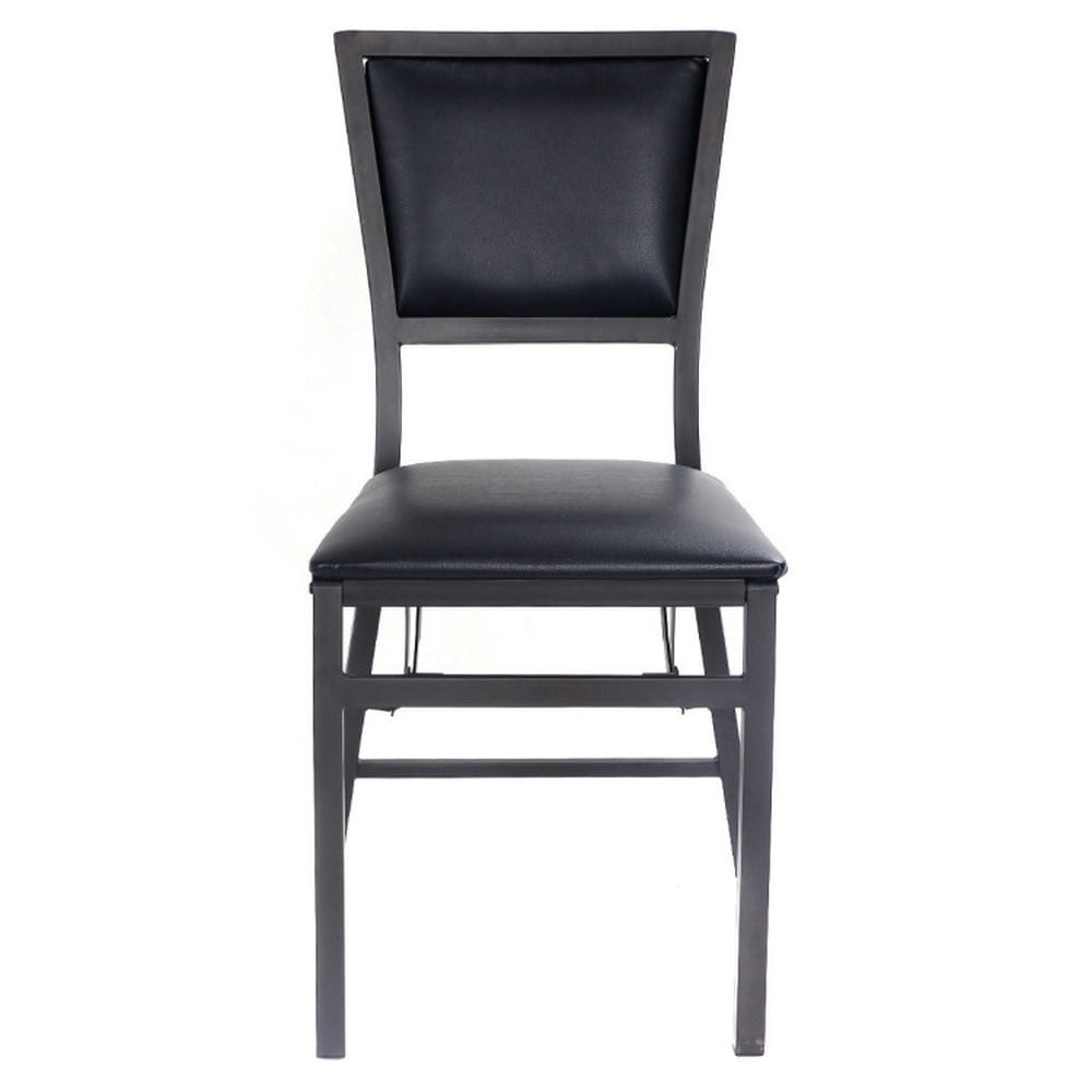 Demi Bonn Set of 2 Metal Folding Dining Chair with Space Saving Design for Living Room, Black