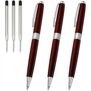 Cambond Ballpoint Pens Red Pens - Black Ink Fancy Pens for Journaling Gift Business Men Police Flight Attendants, Smooth Writing 1.0 mm Medium Point, 3 Pens with 3 Extra Refills (Red)